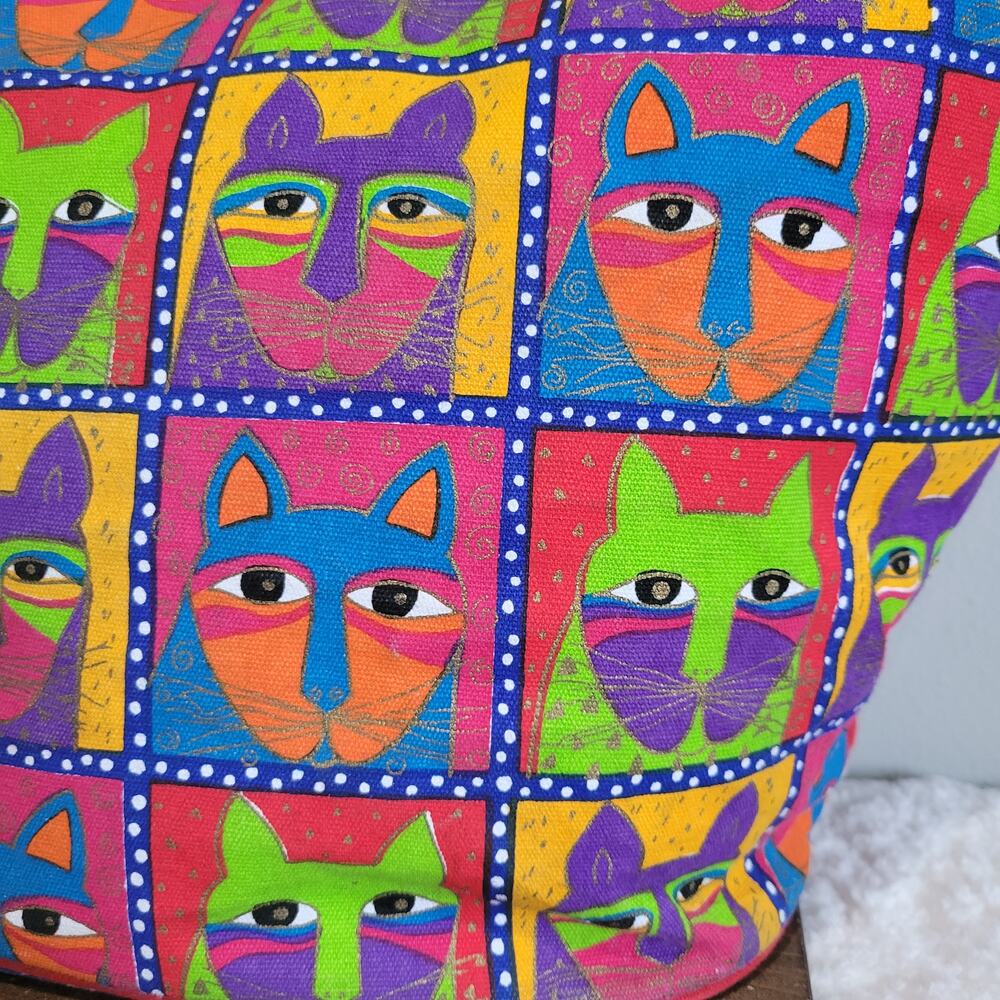 Laurel Burch Patchwork Sequin Cat Print Canvas To… - image 3